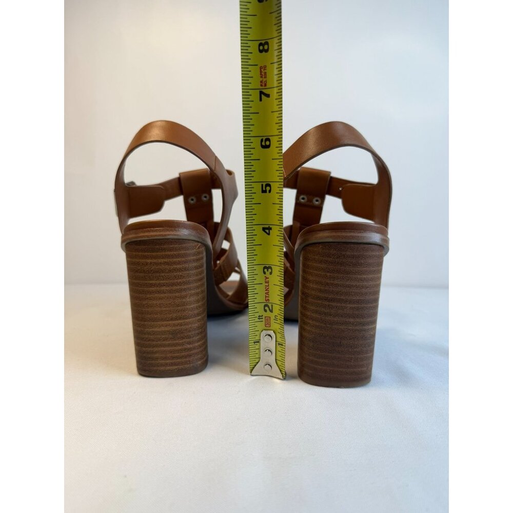 Marc Fisher Fynlee Sandals Women Size 9M Brown Leather Strappy Block Heel Shoes - Picture 10 of 12